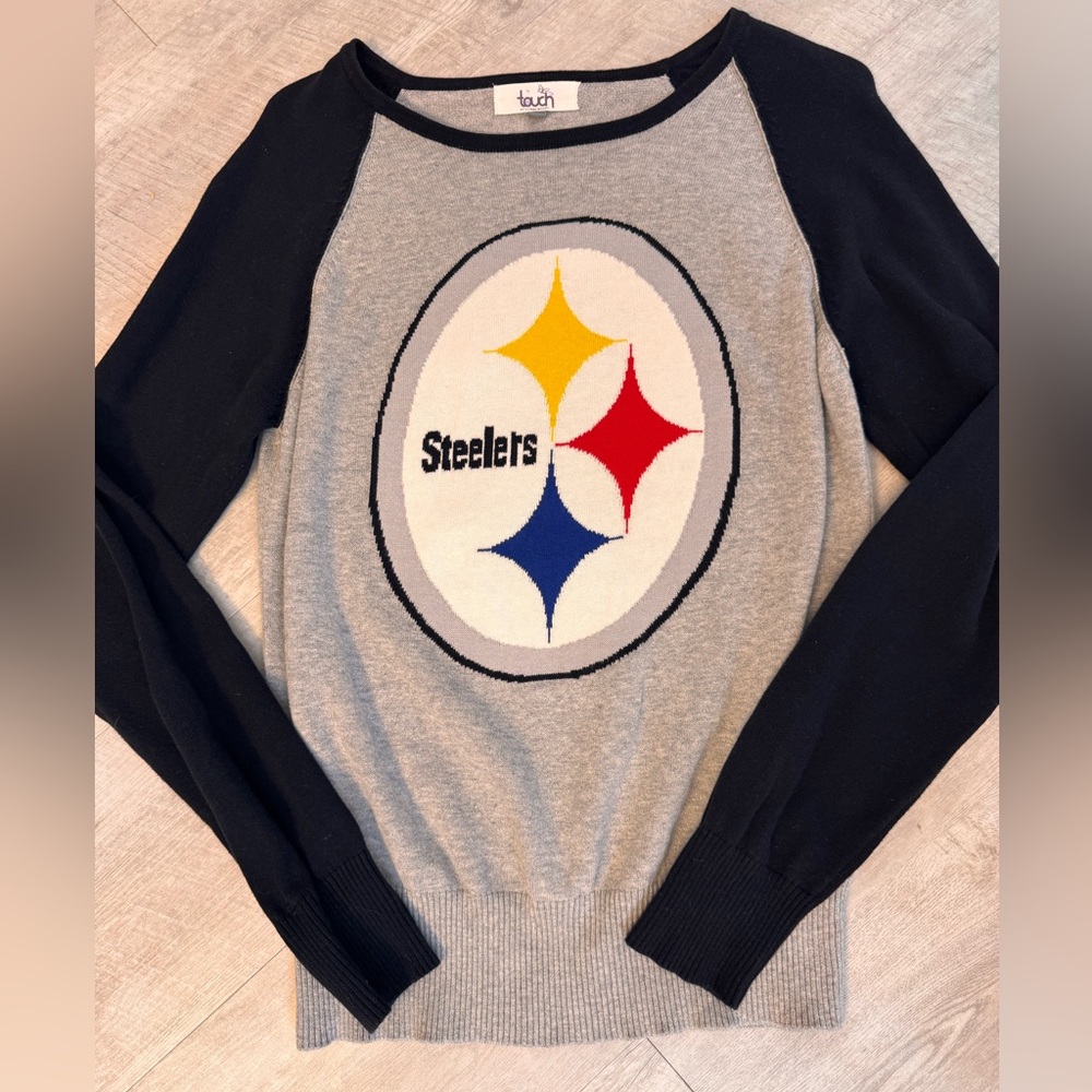 Touch by Alyssa Milano Women’s 100% cotton Steelers crewneck sweater, size large